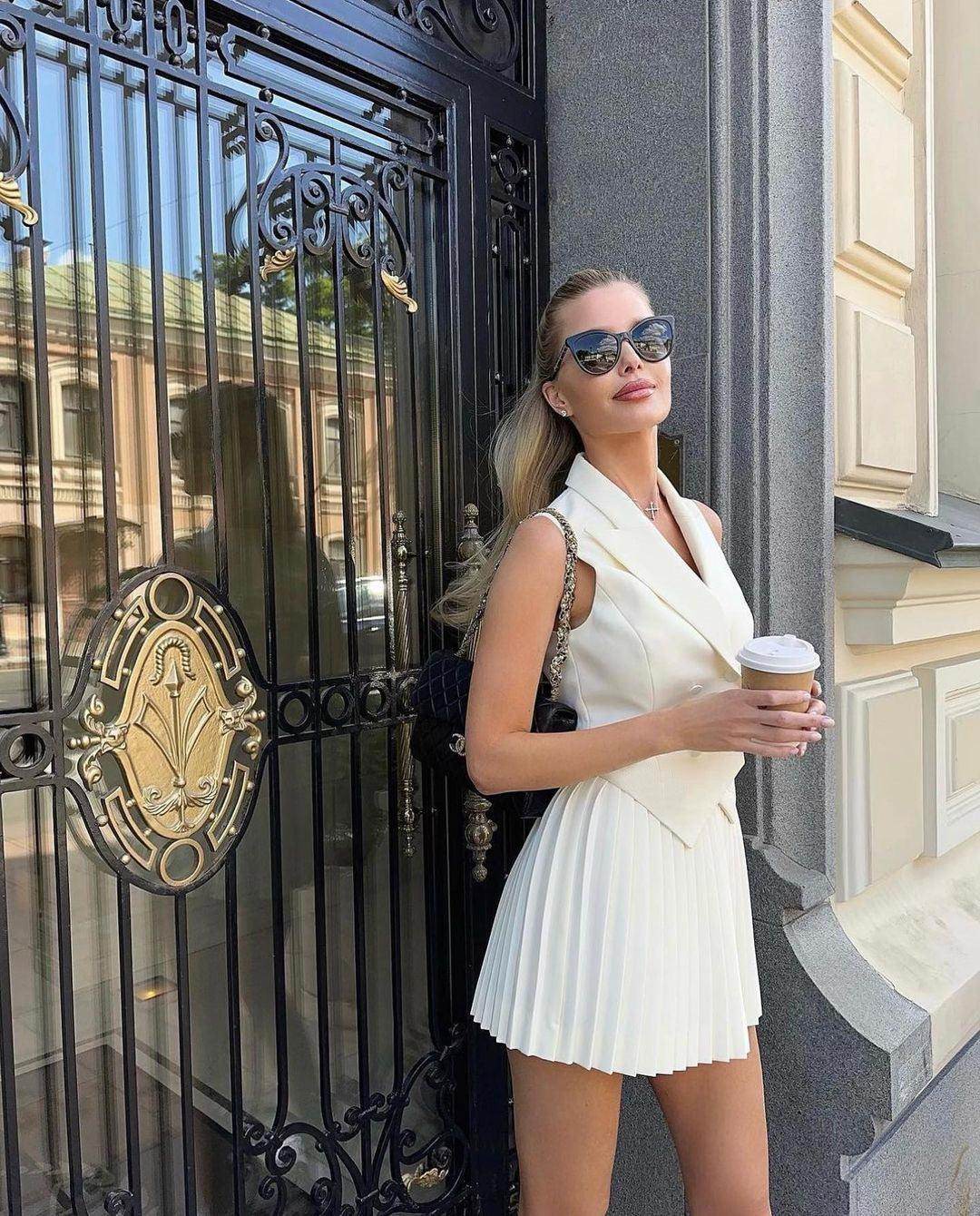 Summer Polo Collar Irregular Top Pleated Skirt Casual Suit - Magellan Fashion Shop