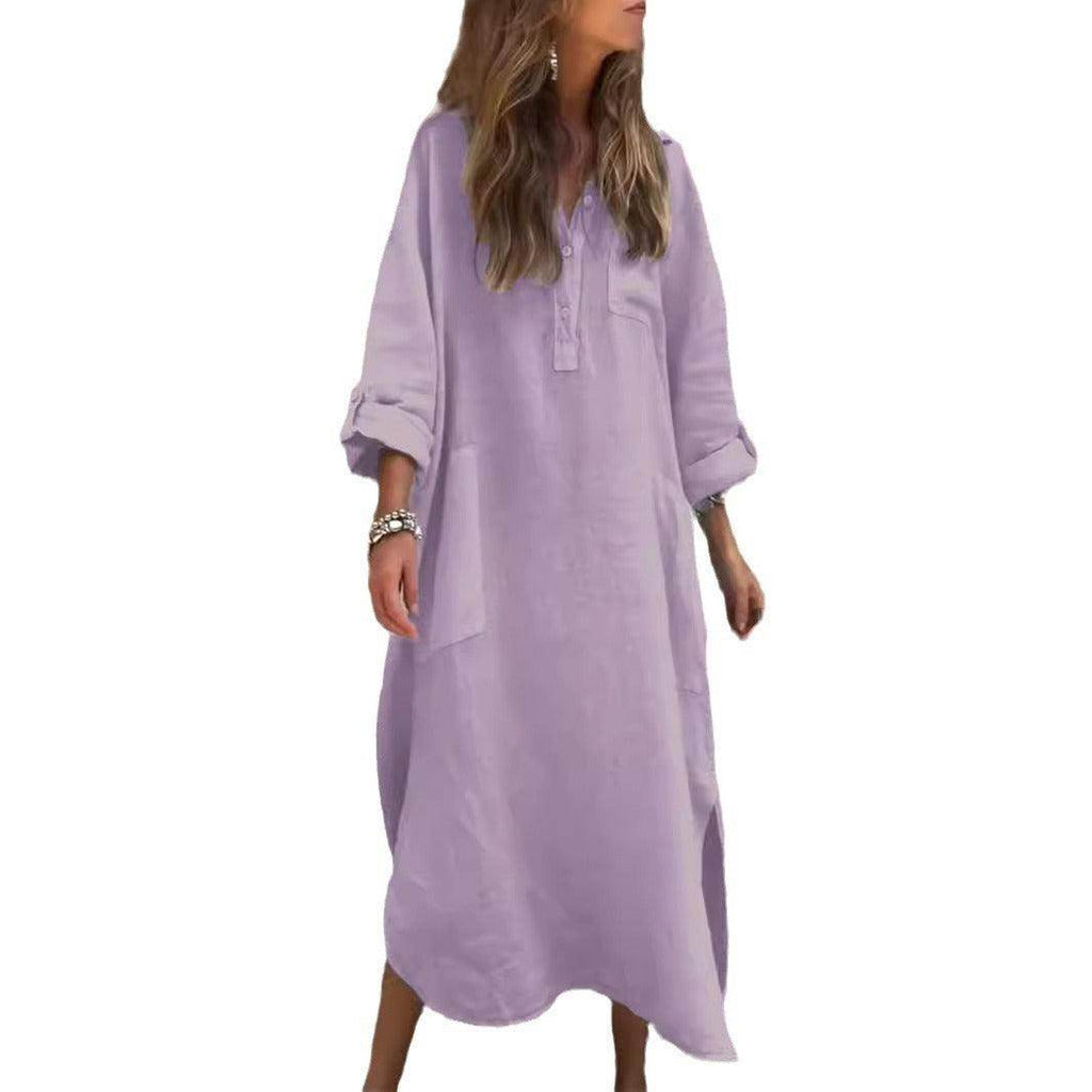 New Autumn And Winter Elegant Solid Color Irregular Dress - Magellan Fashion Shop