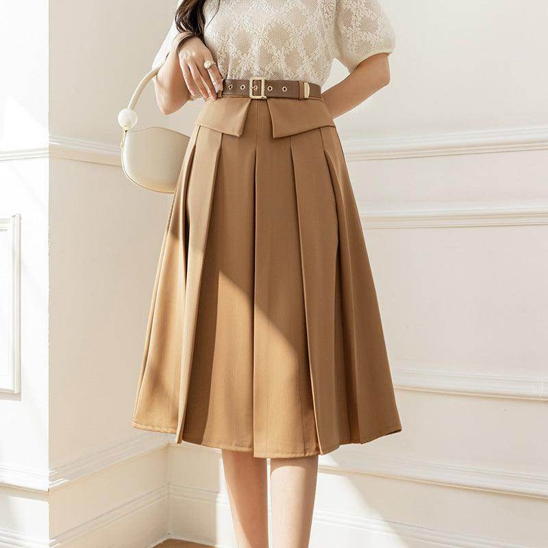 Women Hip-covering Mid-length Pleated Skirt - Magellan Fashion Shop