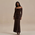 Off-shoulder Pleated Dress - Magellan Fashion Shop
