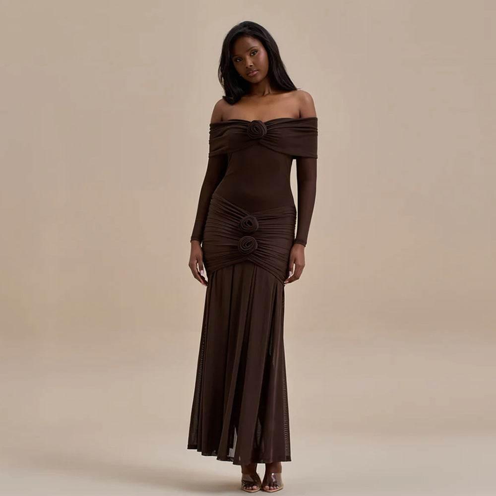 Off-shoulder Pleated Dress - Magellan Fashion Shop