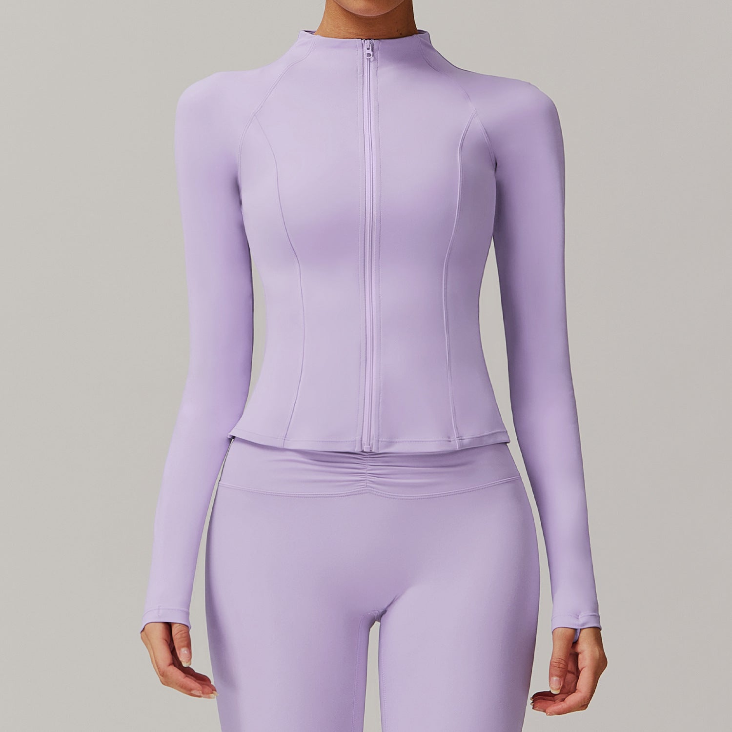 Stand Collar Zipped Sports Coat  Fitness Yoga Wear