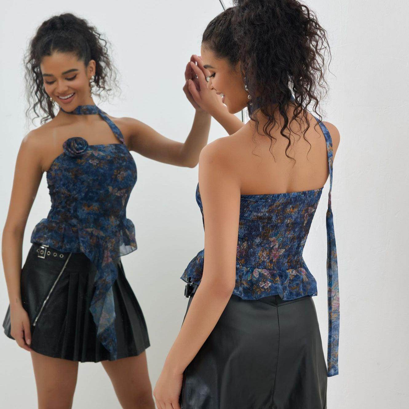 Three-dimensional Flower Tube Top Ruffled Vest - Magellan Fashion Shop
