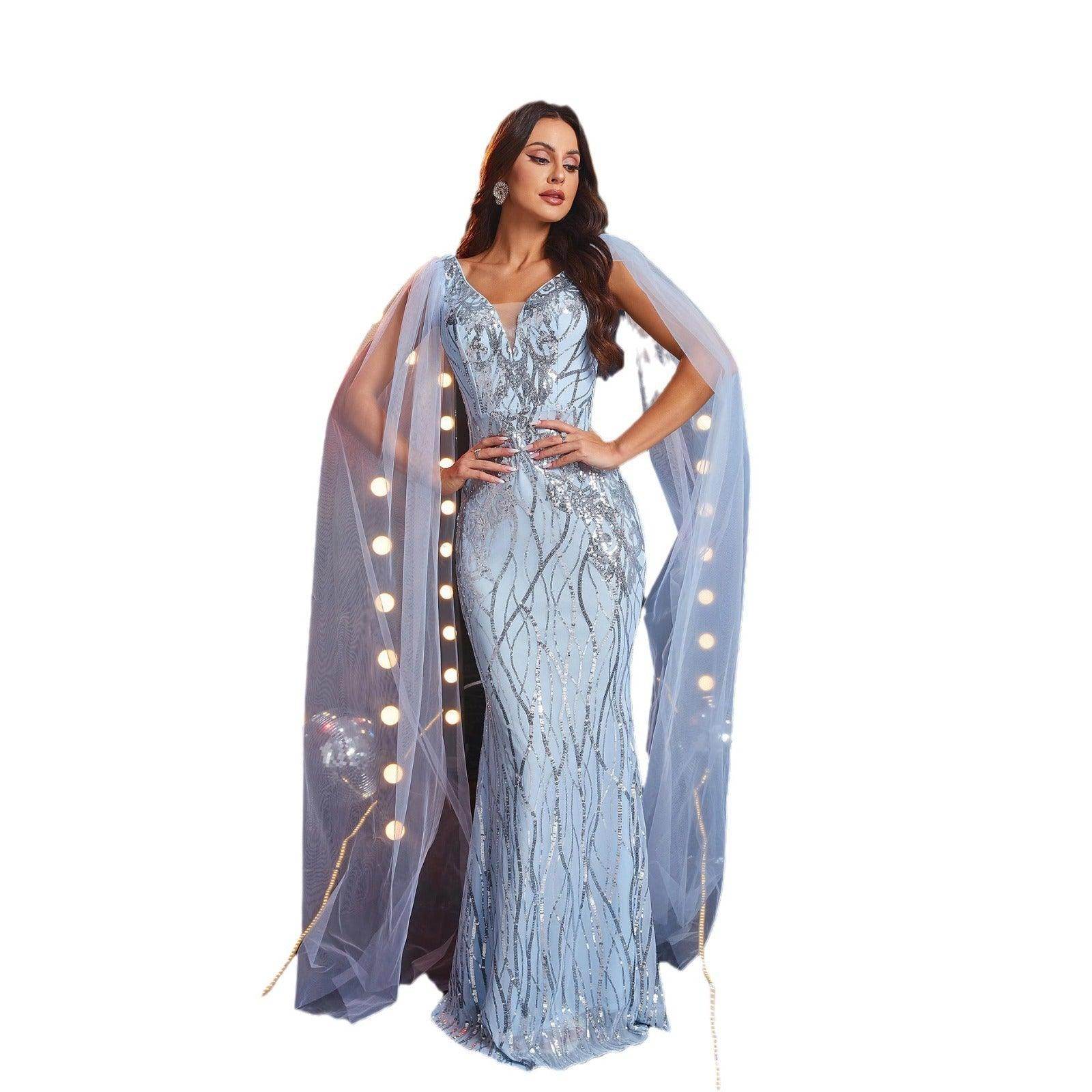 Sequined V-neck Evening Gown - Magellan Fashion Shop