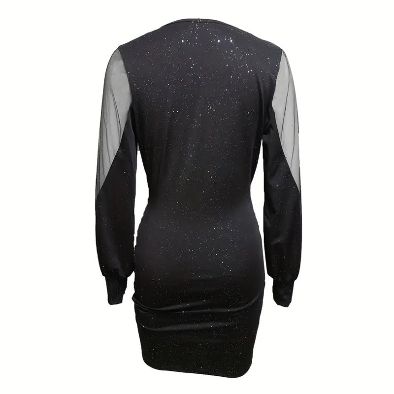 Deep V-Neck Ruched Sparkling Party Cocktail Dresses