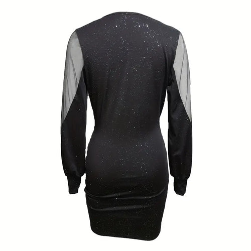 Deep V-Neck Ruched Sparkling Party Cocktail Dresses