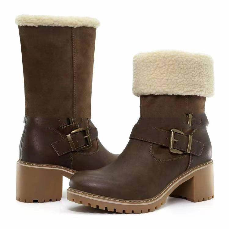 Cotton Warm Belt Buckle Snow Boots - Magellan Fashion Shop