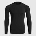 Men's quick drying fitness stretch long-sleeve slim pullover shirt in black and white