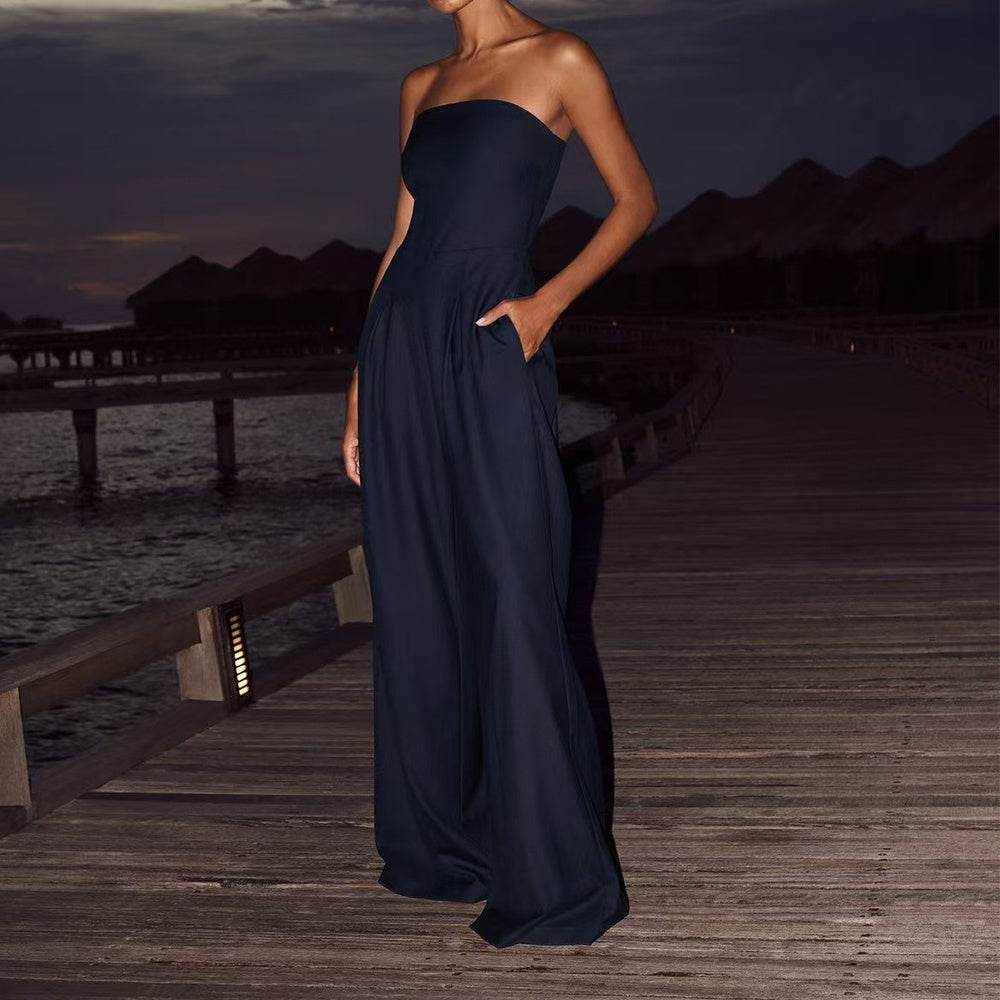 Loose Jumpsuit Ins Fashion Backless Wide Leg Long Pants - Magellan Fashion Shop