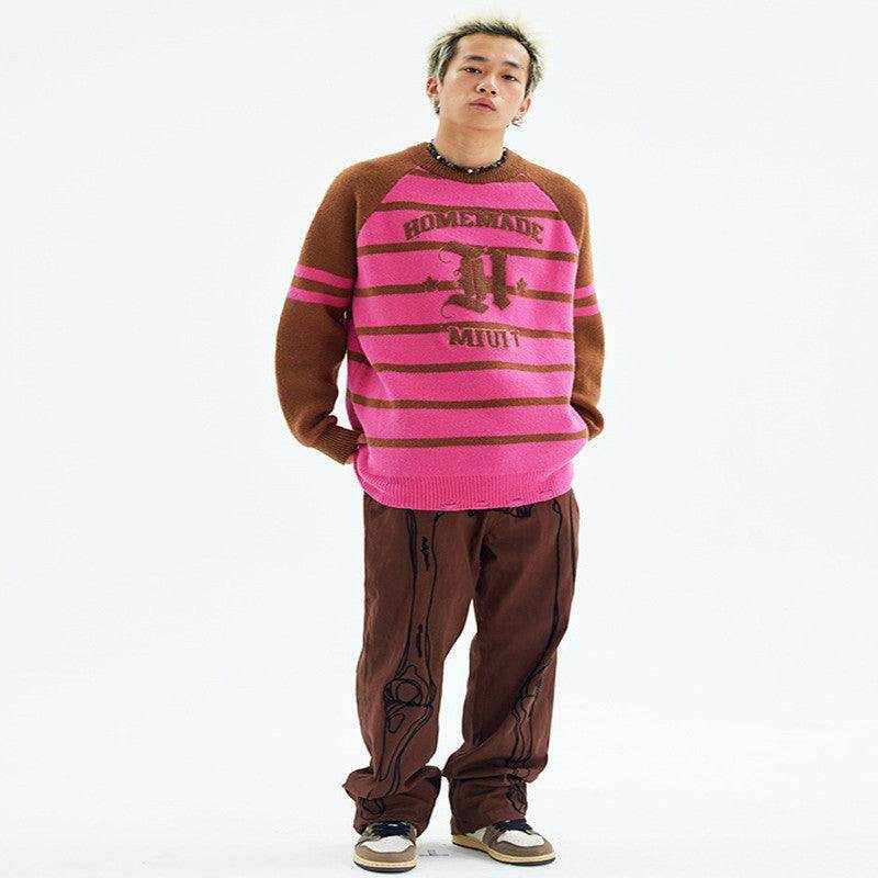 American Plush Striped Tattered Sweaters Cut Men And Women - Magellan Fashion Shop
