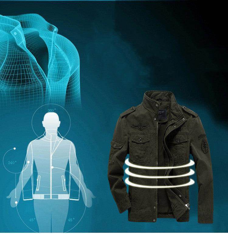 New Washed Men's Flying Stand Collar Men's Clothing Jacket - Magellan Fashion Shop