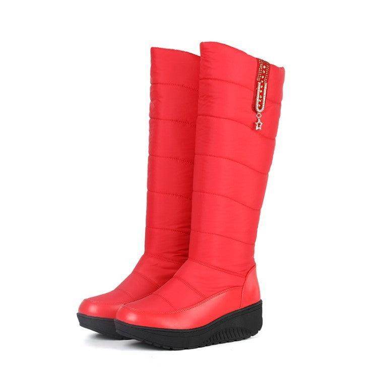 Thick Fur Snow Boots Wedge Casual High Leg Boot - Magellan Fashion Shop