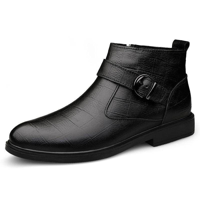 Cowhide And Velvet Warm Leisure Plus Size Leather Boots - Magellan Fashion Shop