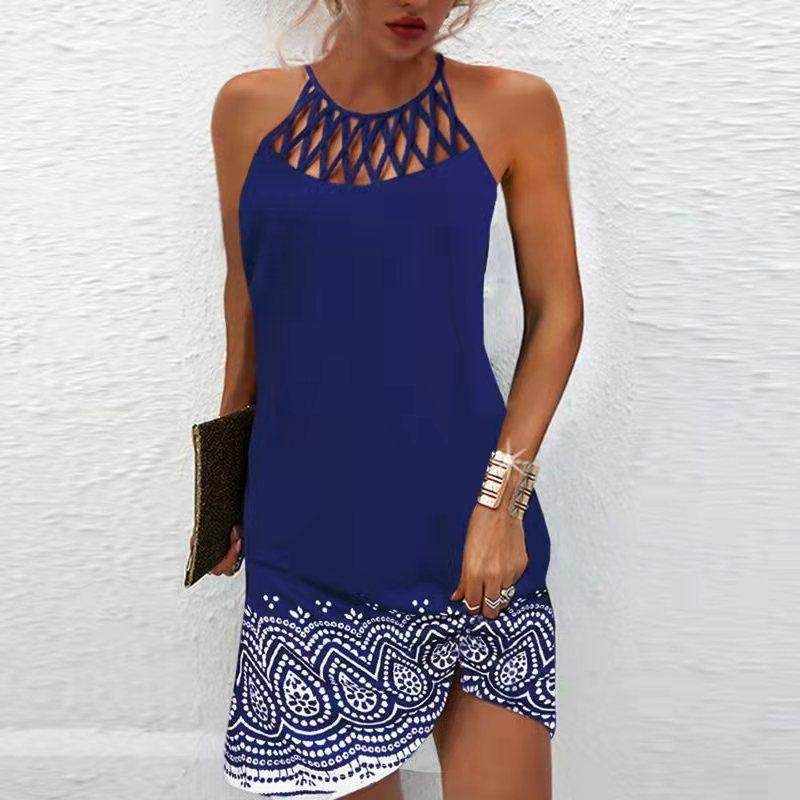 Fashion Print Dress Casual Halterneck Dresses For Women Summer Clothes - Magellan Fashion Shop