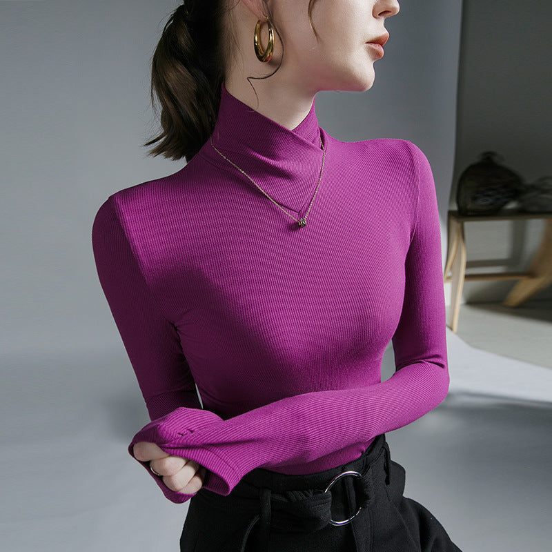 Cross Turtleneck Long Sleeve Slim Bottoming