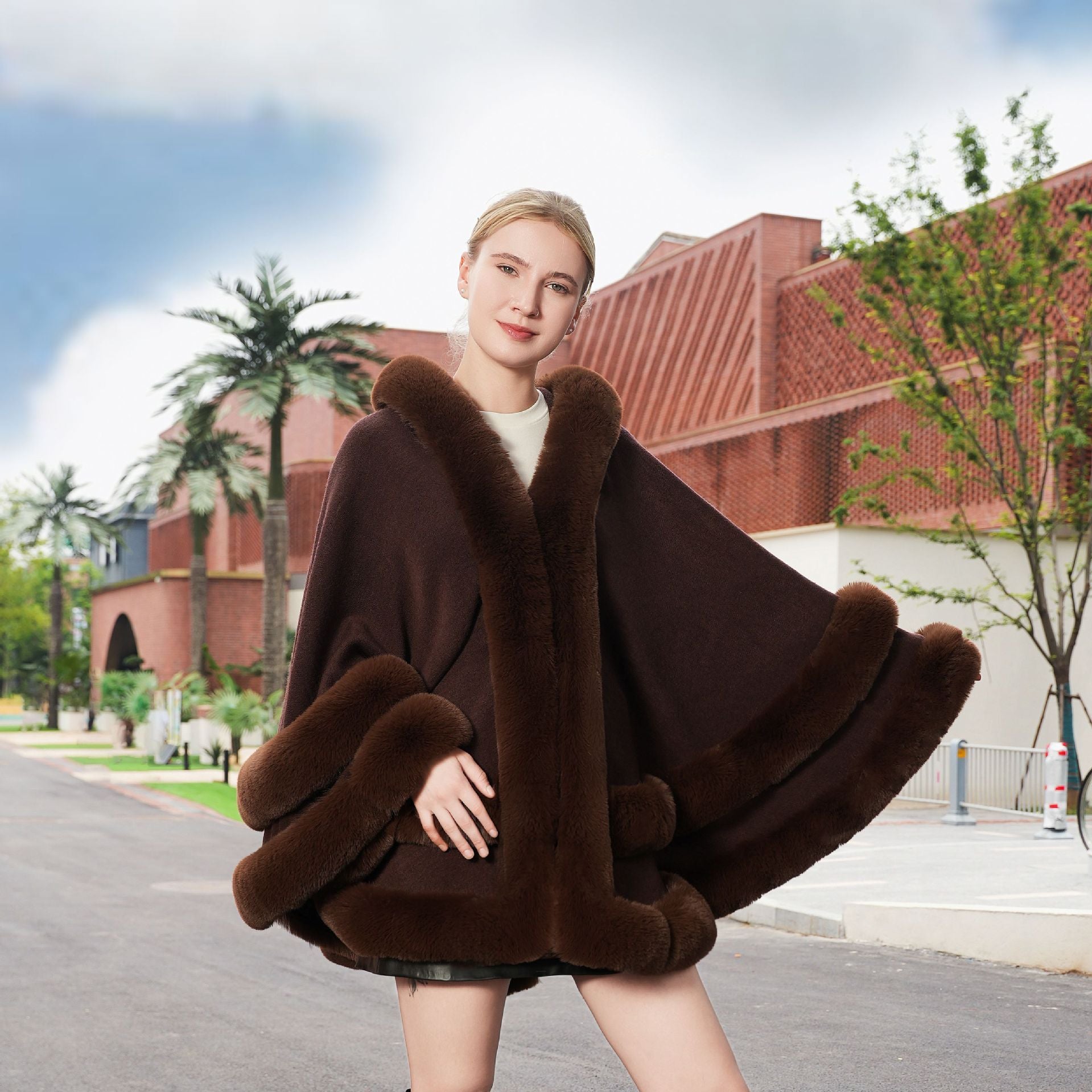 Loose Knitted Cloak Plus Size Easy Matching Coat Women