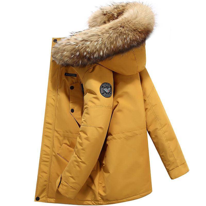 Down Jacket Mid-length Fur Collar Winter Men's Hooded Winter Clothing - Magellan Fashion Shop