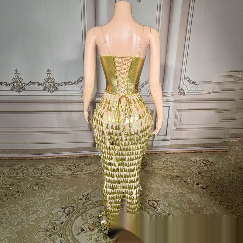 Golden Waist Slimming Formal Dress - Magellan Fashion Shop