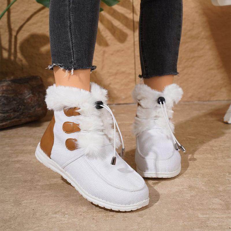 Fashion Round Toe Snow Boots Winter Warm Plush - Magellan Fashion Shop