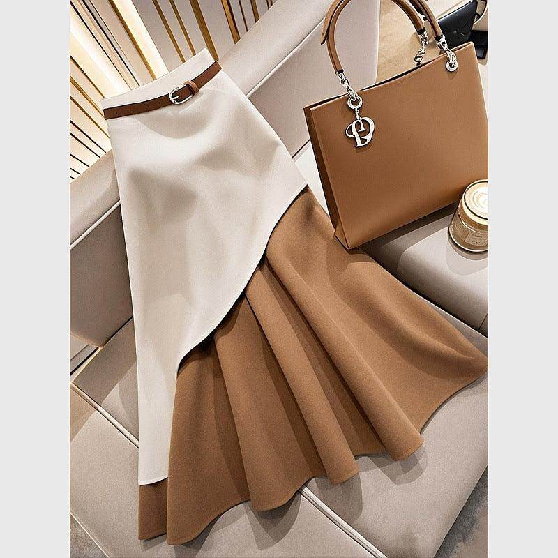 Women's Winter Brown Contrast Skirt - Magellan Fashion Shop