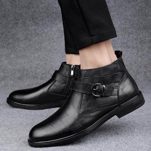 Cowhide And Velvet Warm Leisure Plus Size Leather Boots - Magellan Fashion Shop