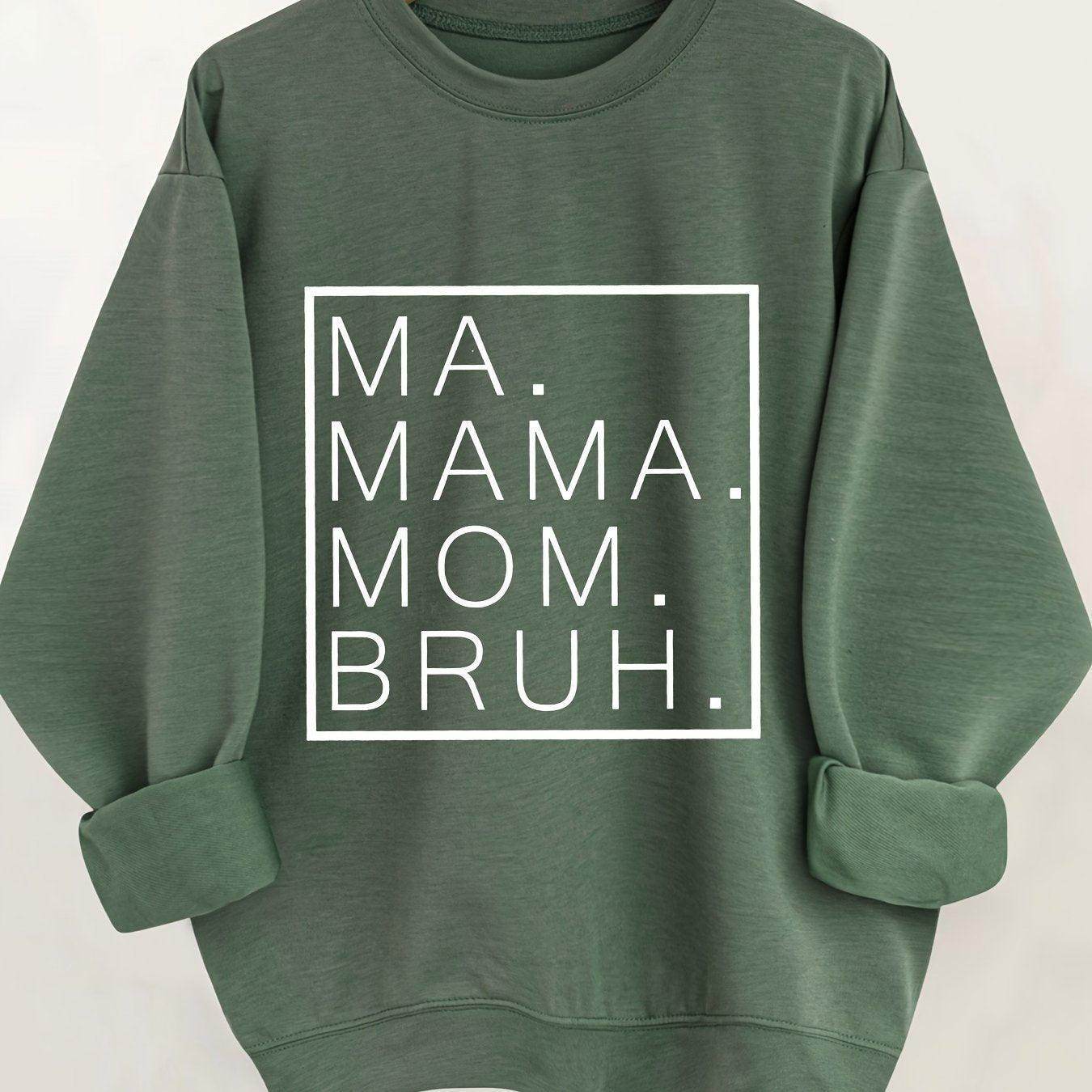 Letter Print Casual Long Sleeve Crew Neck Pullover Sweatshirt - Magellan Fashion Shop