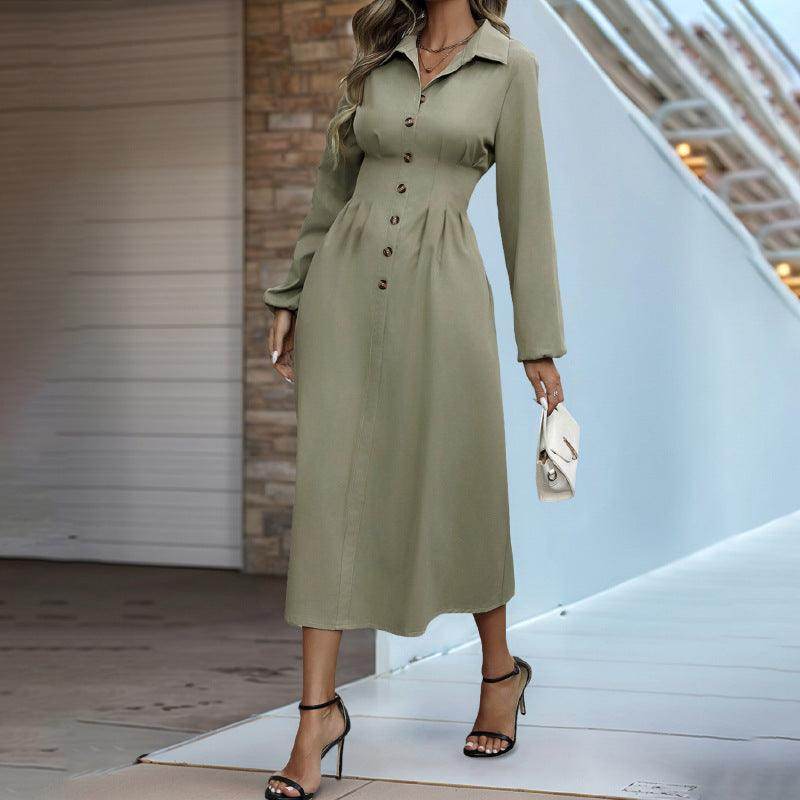 Cardigan Button Lapel Long Sleeve Dress - Magellan Fashion Shop