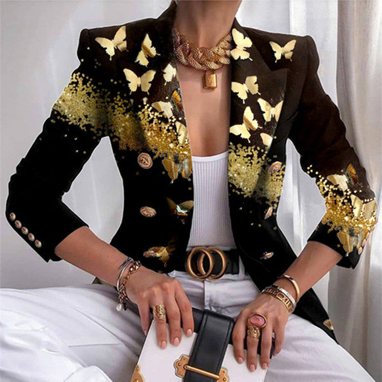 Ladies printed slim blazer