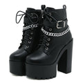 Platform Booties Women's High Heel Chunky Heel