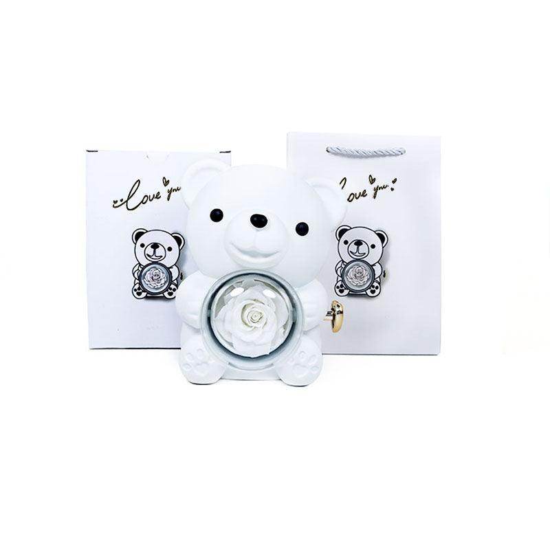 Rotating Bear Gift Box Rose Jewelry Box - Magellan Fashion Shop