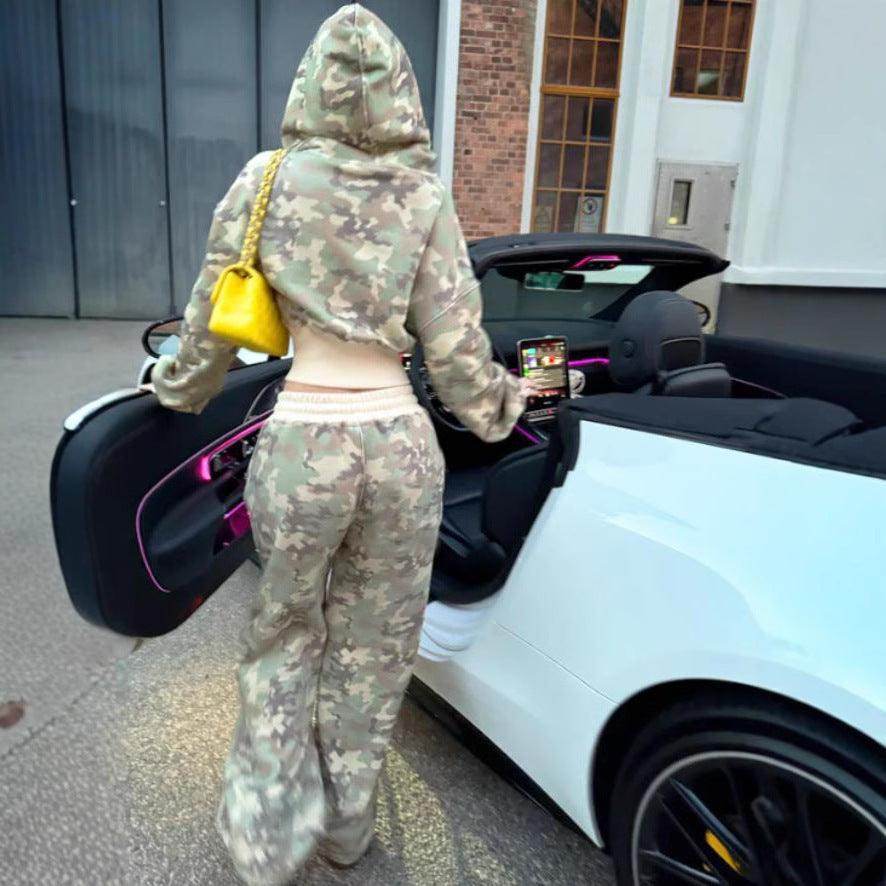 Women's Camouflage Cardigan Long Sleeve Pants Suit - Magellan Fashion Shop
