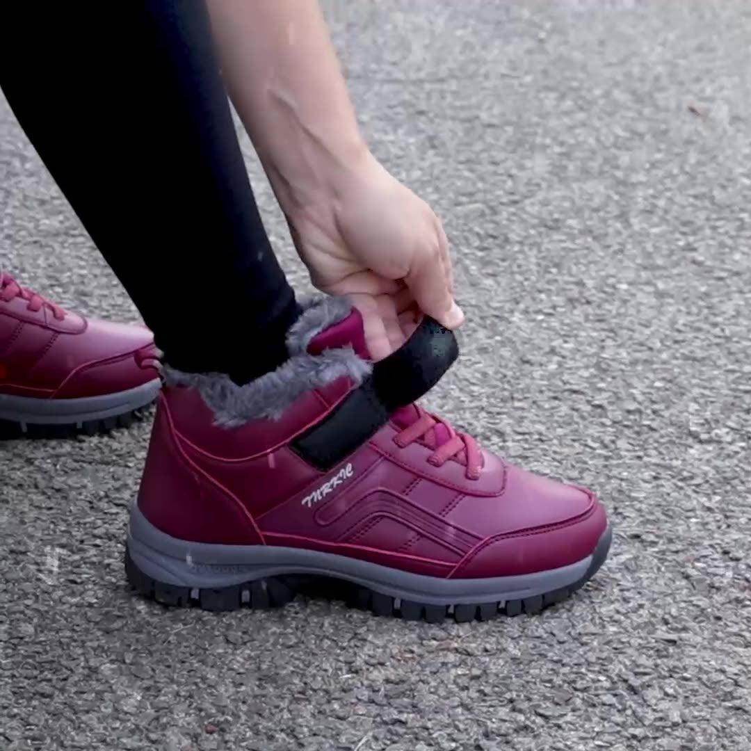 Winter Boots Women Men Warm Plush Velcro Snow Boots Climbing Hiking Shoes - Magellan Fashion Shop