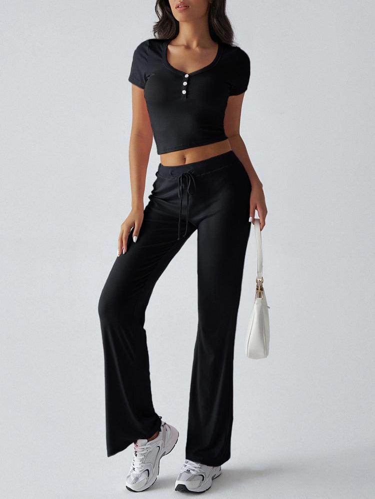 Women's Solid Color Crew Neck Casual Fashion Suit - Magellan Fashion Shop