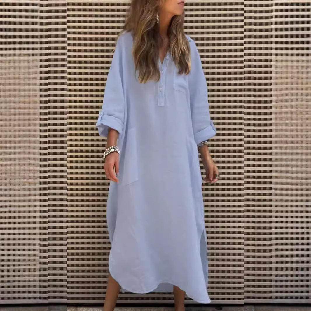 New Autumn And Winter Elegant Solid Color Irregular Dress - Magellan Fashion Shop