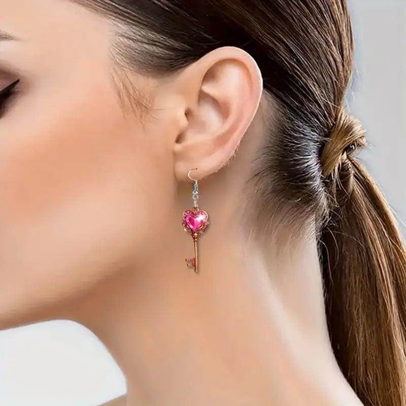 Romantic Key Heart Lock Acrylic Types A And B Earrings - Magellan Fashion Shop