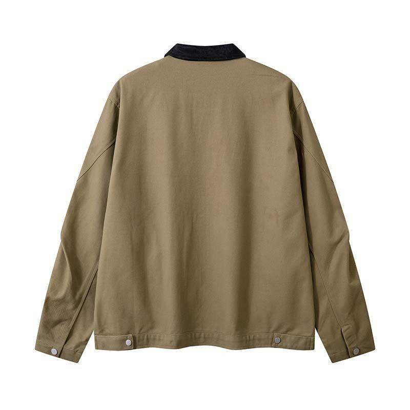 Vintage Crumpled Letters Polo Collar Jacket Men's Clothing Baggy Coat - Magellan Fashion Shop