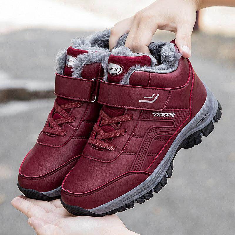 Winter Boots Women Men Warm Plush Velcro Snow Boots Climbing Hiking Shoes - Magellan Fashion Shop