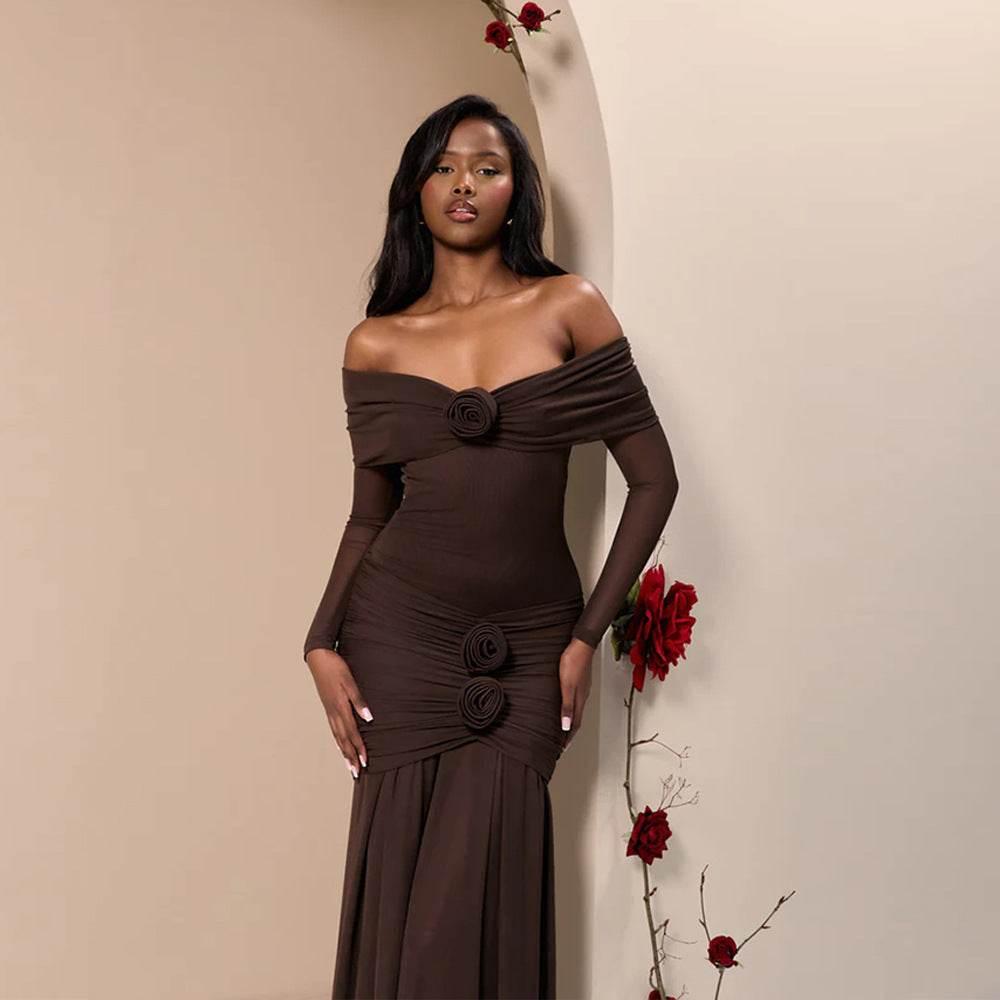Off-shoulder Pleated Dress - Magellan Fashion Shop