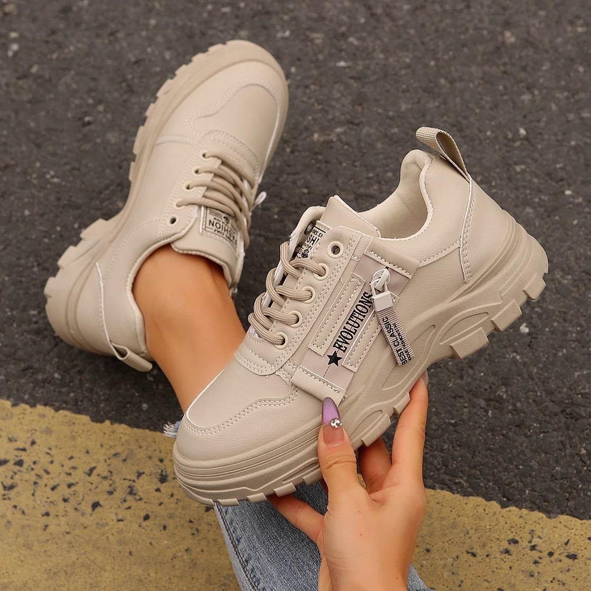 Lace-up Sports Shoes With Side-Zipper - Magellan Fashion Shop