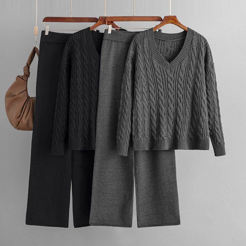 Fashionable Wide Leg Pants Sweater Women's Suit - Magellan Fashion Shop