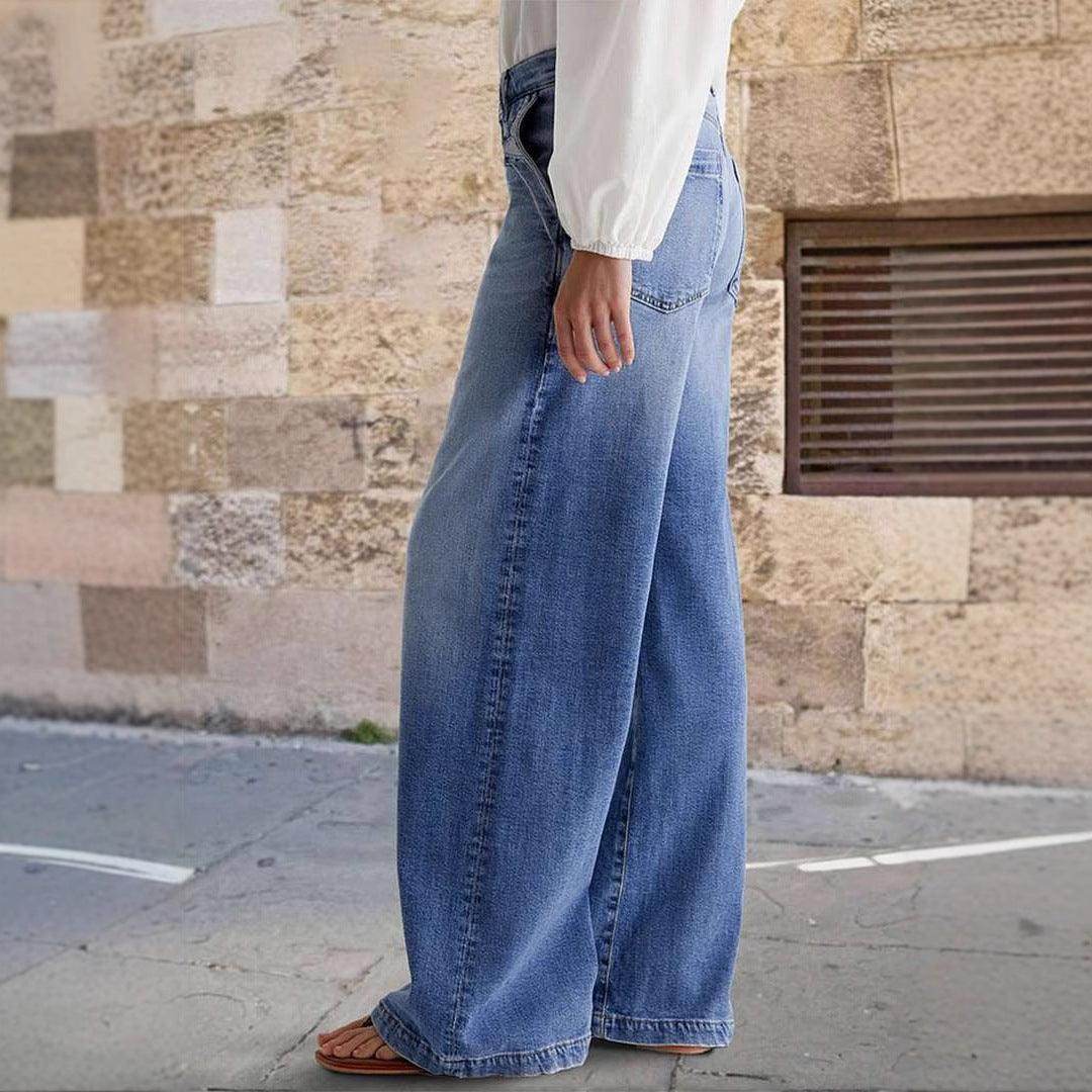 Embroidered Elastic Straight Pants Casual - Magellan Fashion Shop