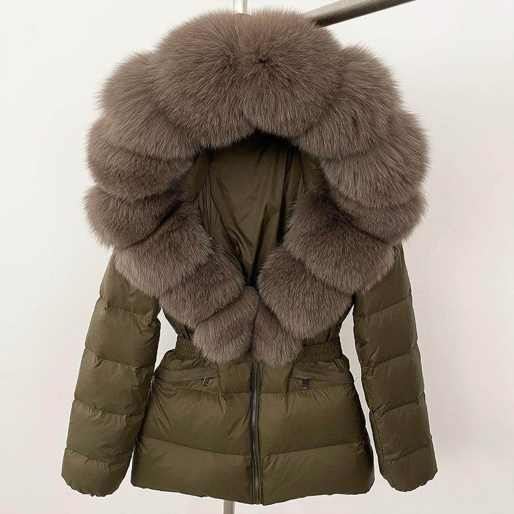 Short Women's Thickened Slim Fit Waist-tight Fur Down Jacket - Magellan Fashion Shop