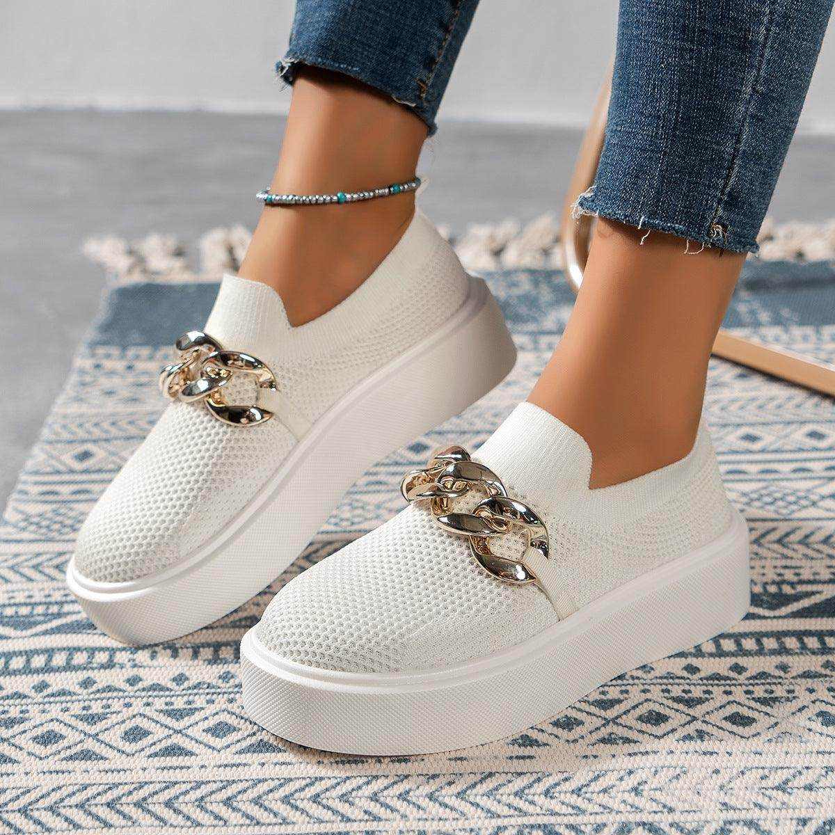 Chain Flats Shoes Women Breathable Mesh Shoes - Magellan Fashion Shop