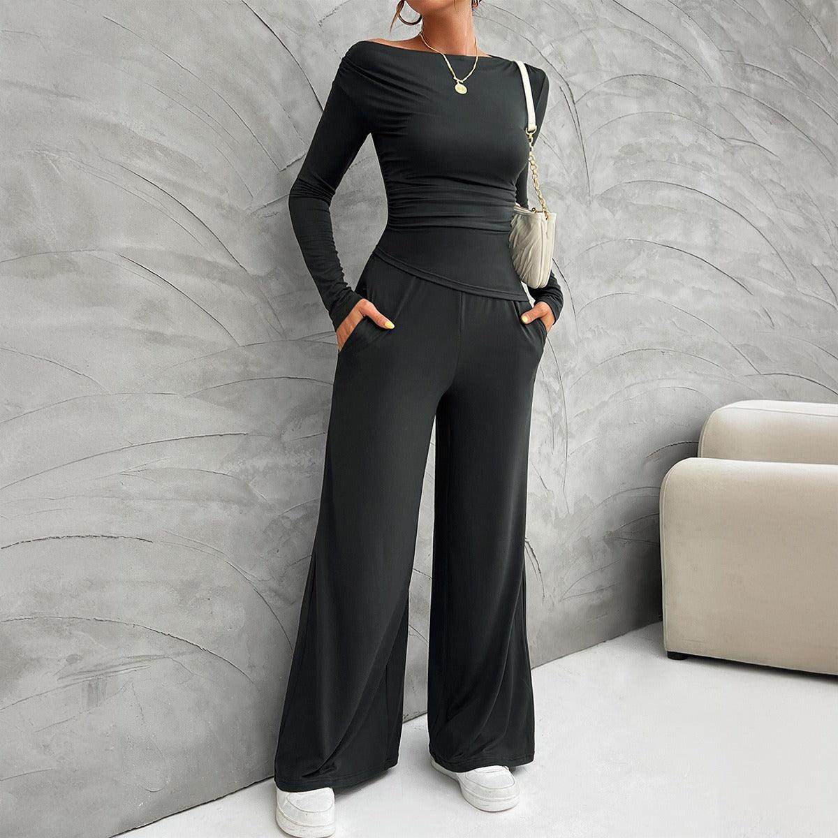 Women's Clothing Fashionable Fitted Long Sleeve Top Suit - Magellan Fashion Shop