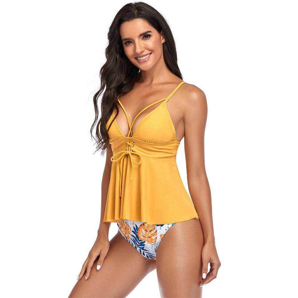 High Waist Ladies Swimsuit Lotus Leaf Plus Size Beachwear - Magellan Fashion Shop