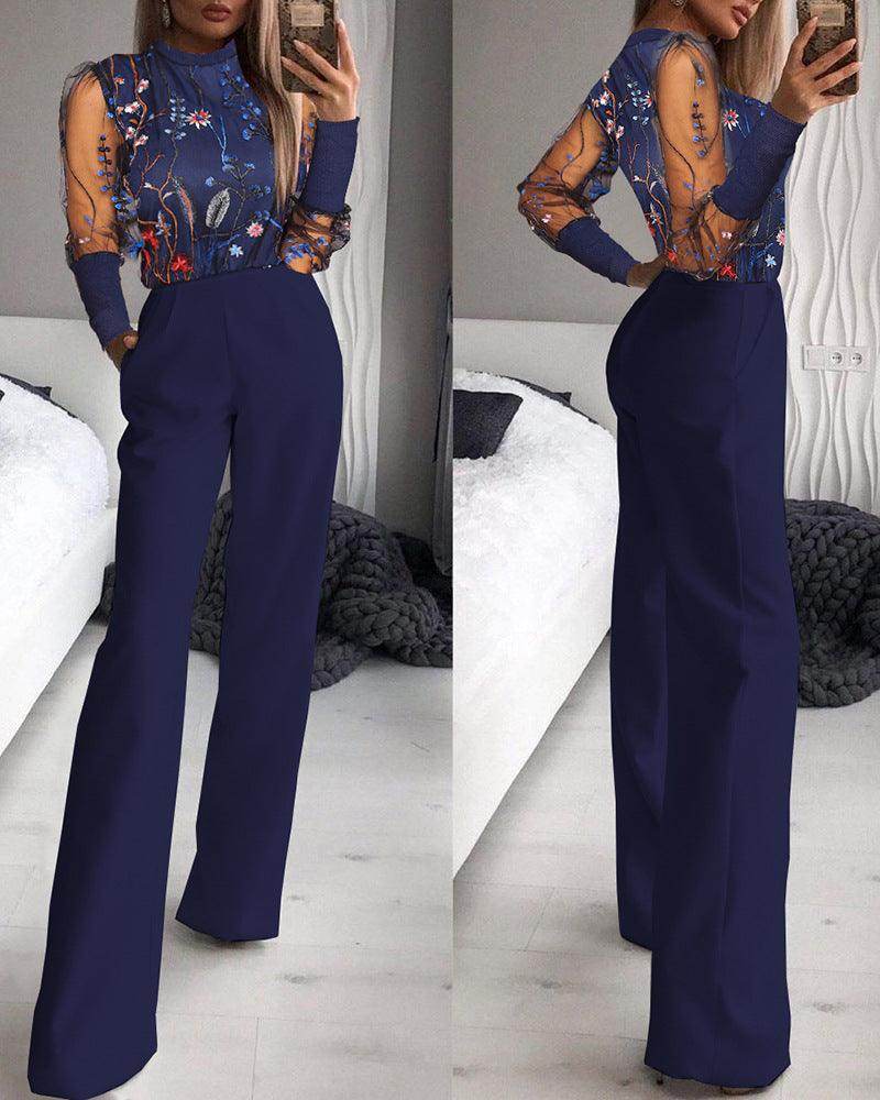 Dusting Powder Stitching High-end Elegant Jumpsuit Women's Clothing - Magellan Fashion Shop