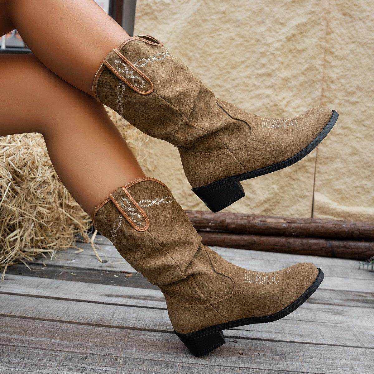 Vintage Embroidery Western Cowboy Boot Women - Magellan Fashion Shop