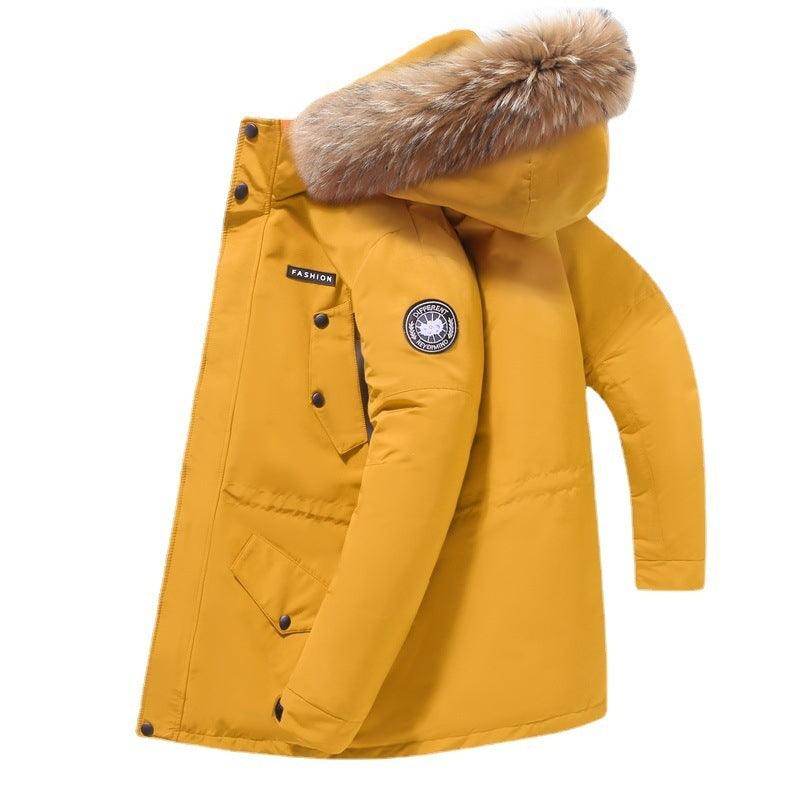 Down Jacket Mid-length Fur Collar Winter Men's Hooded Winter Clothing - Magellan Fashion Shop