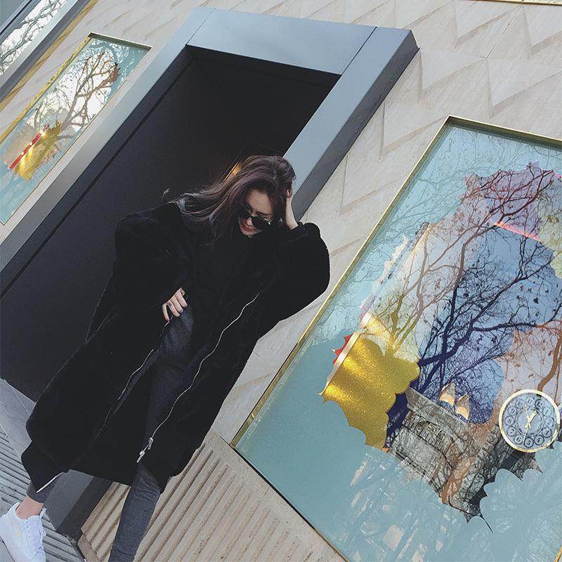 Autumn And Winter Thick Long Hooded Fur Coat – Elegant Fur-Lined Coat for Women - Magellan Fashion Shop