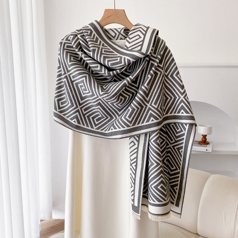 Thickened Warm Office Cloak Nap Wool Blanket Plaid Cloak Dual-use